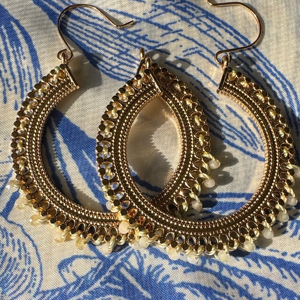 Elegant Gold Hoop Beaded Earrings
